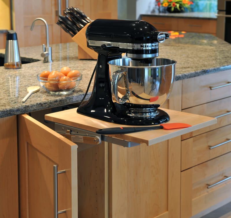 Kitchen Appliances Cabinet with Pull Out Shelves - Transitional - Kitchen