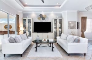 North Naples Living Room Tray Ceiling Treatment