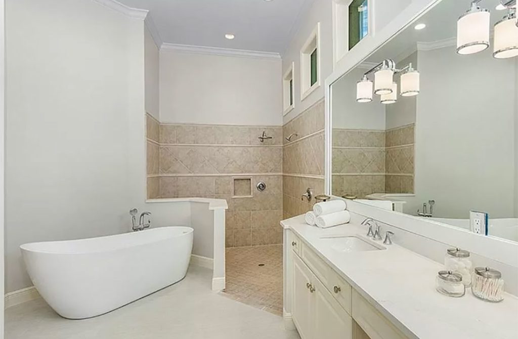 contemporary master bath before remodel