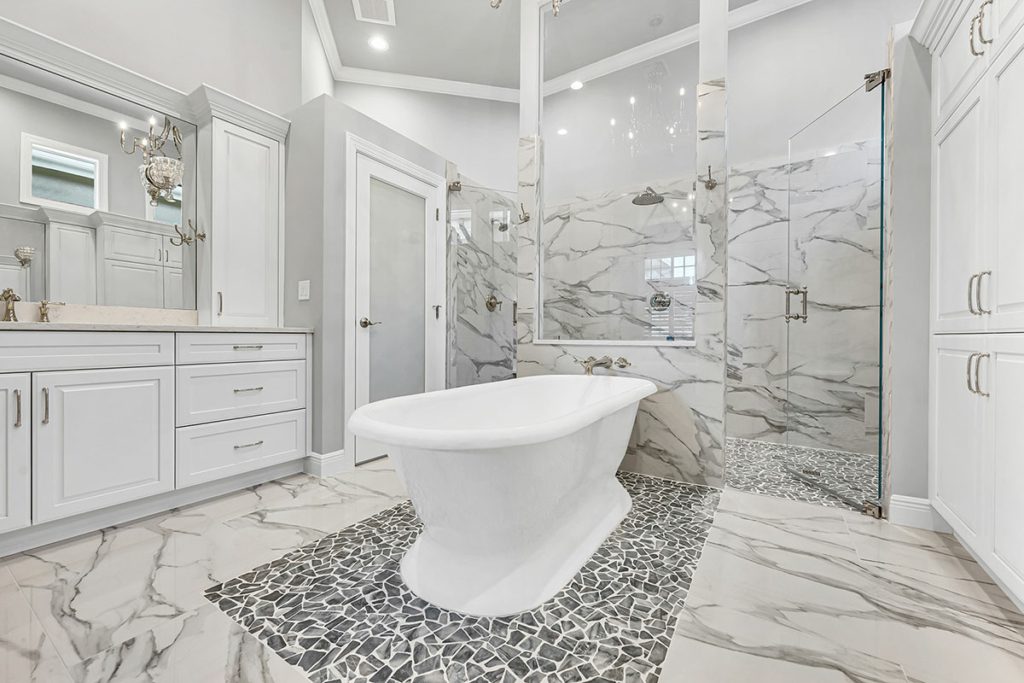 White Primary Bathroom Remodel in Bonita Springs, FL