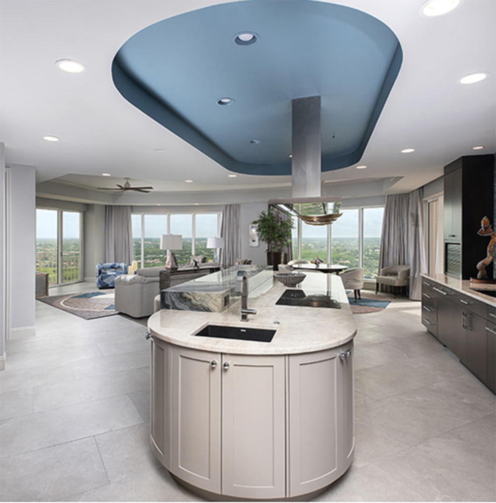 Bonita Bay high rise condominium contemporary interior remodel kitchen.