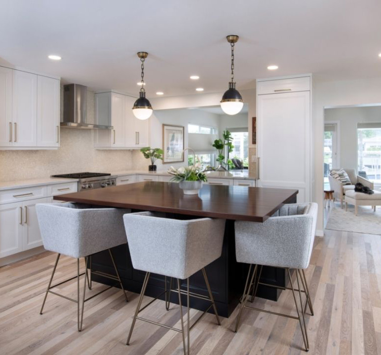 Fort Myers interior remodel kitchen island.